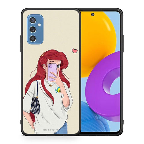 Θήκη Samsung M52 5G Walking Mermaid από τη Smartfits με σχέδιο στο πίσω μέρος και μαύρο περίβλημα | Samsung M52 5G Walking Mermaid case with colorful back and black bezels