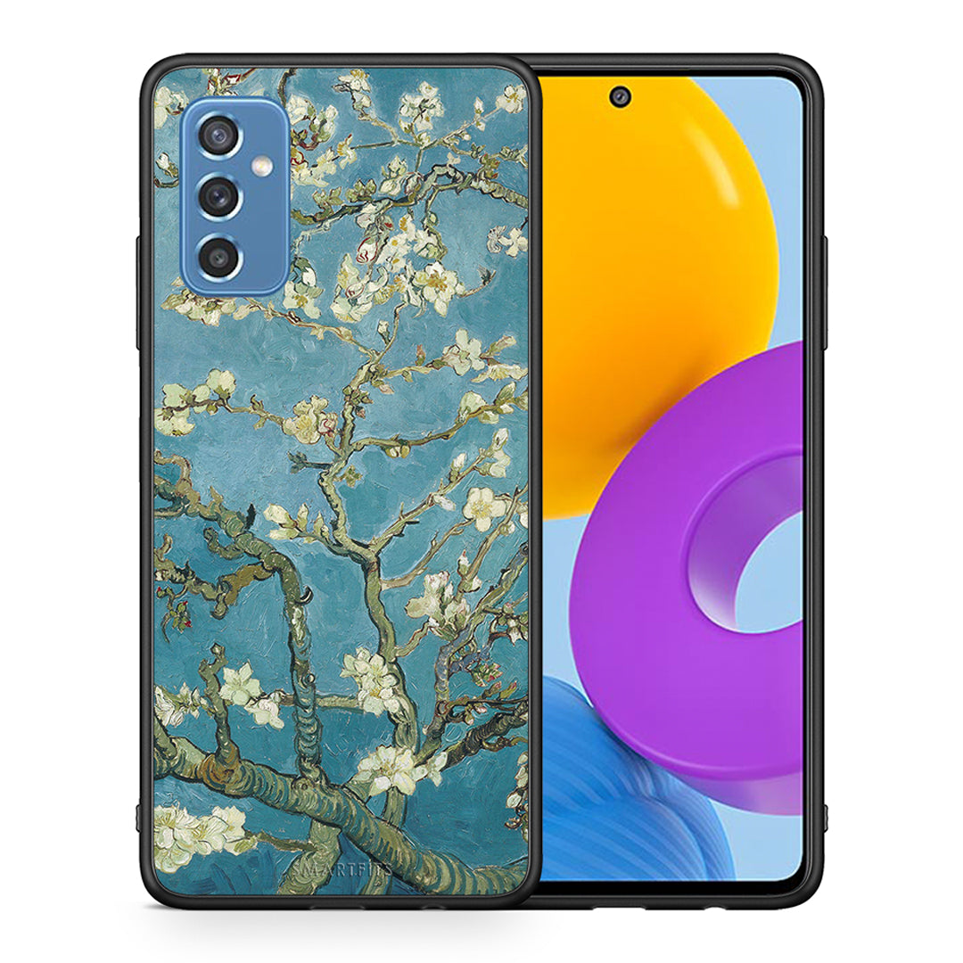 Θήκη Samsung M52 5G White Blossoms από τη Smartfits με σχέδιο στο πίσω μέρος και μαύρο περίβλημα | Samsung M52 5G White Blossoms case with colorful back and black bezels