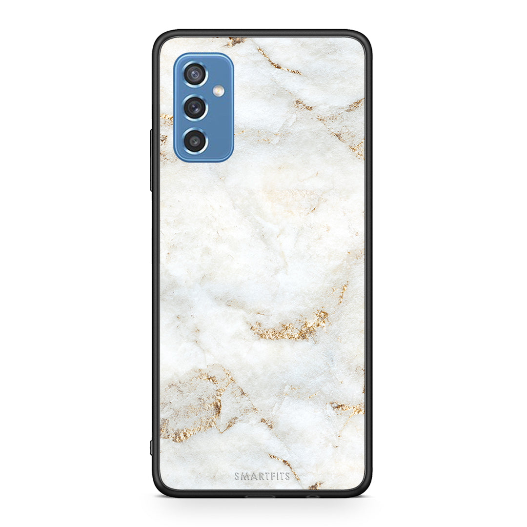 Samsung M52 5G White Gold Marble θήκη από τη Smartfits με σχέδιο στο πίσω μέρος και μαύρο περίβλημα | Smartphone case with colorful back and black bezels by Smartfits