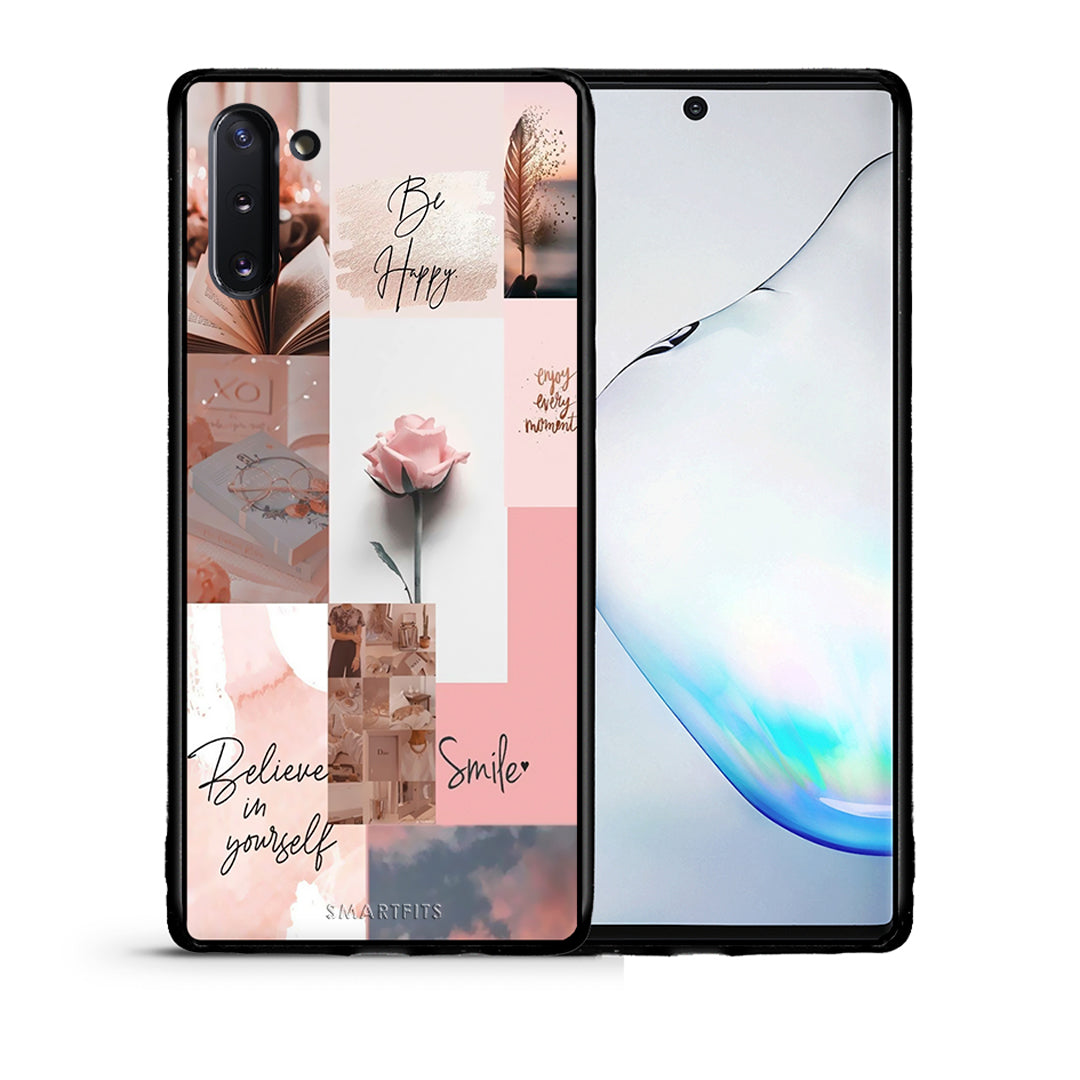 Θήκη Samsung Note 10 Aesthetic Collage από τη Smartfits με σχέδιο στο πίσω μέρος και μαύρο περίβλημα | Samsung Note 10 Aesthetic Collage case with colorful back and black bezels