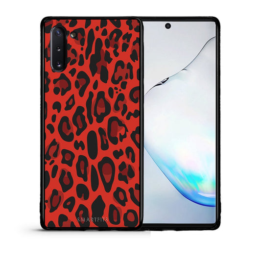 Θήκη Samsung Note 10 Red Leopard Animal από τη Smartfits με σχέδιο στο πίσω μέρος και μαύρο περίβλημα | Samsung Note 10 Red Leopard Animal case with colorful back and black bezels