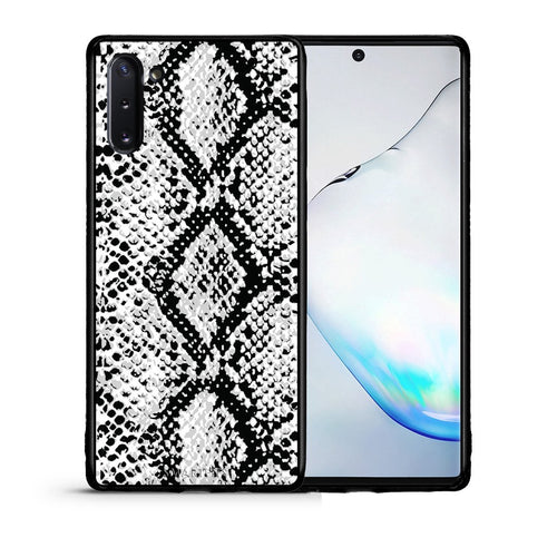 Θήκη Samsung Note 10 White Snake Animal από τη Smartfits με σχέδιο στο πίσω μέρος και μαύρο περίβλημα | Samsung Note 10 White Snake Animal case with colorful back and black bezels