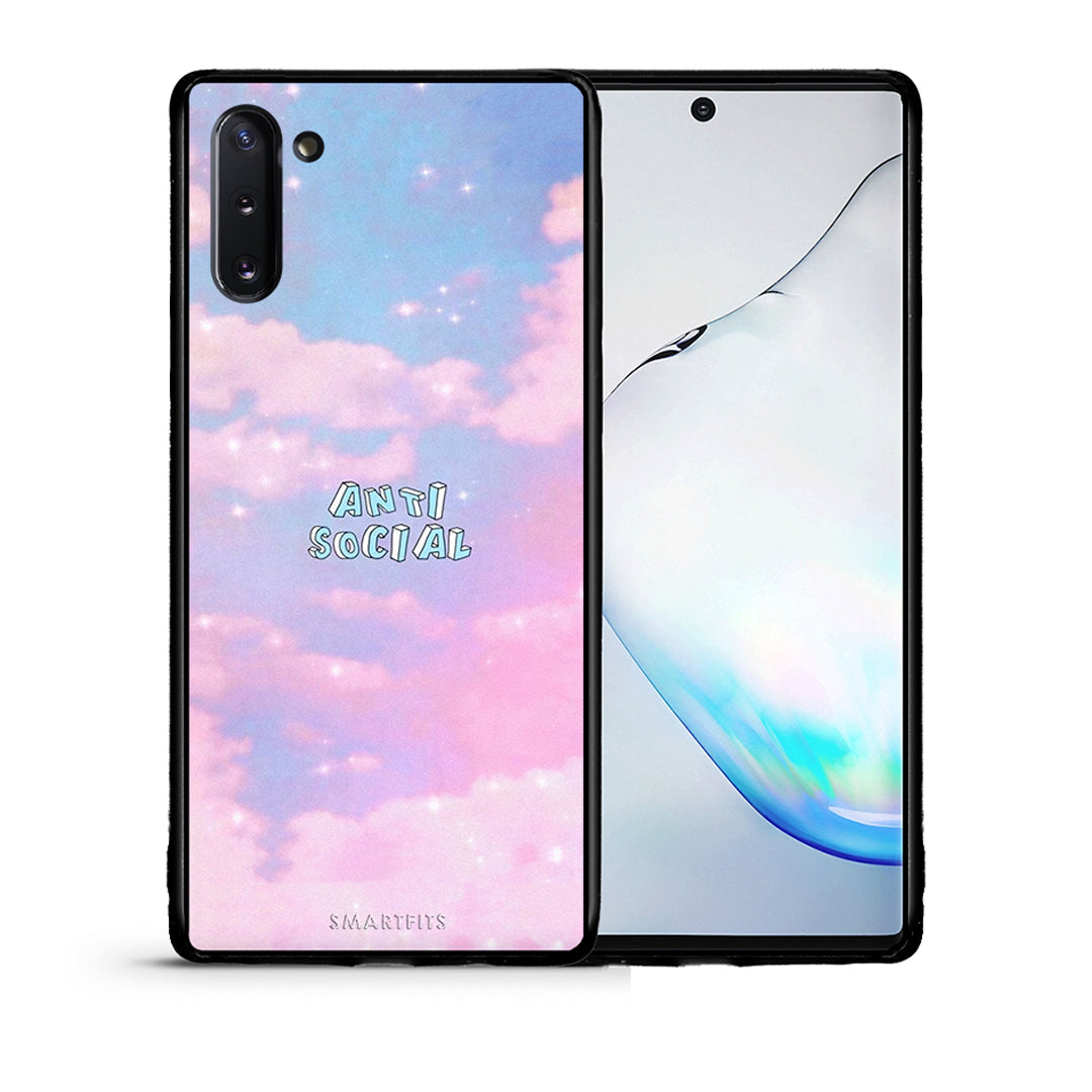 Θήκη Αγίου Βαλεντίνου Samsung Note 10 Anti Social από τη Smartfits με σχέδιο στο πίσω μέρος και μαύρο περίβλημα | Samsung Note 10 Anti Social case with colorful back and black bezels