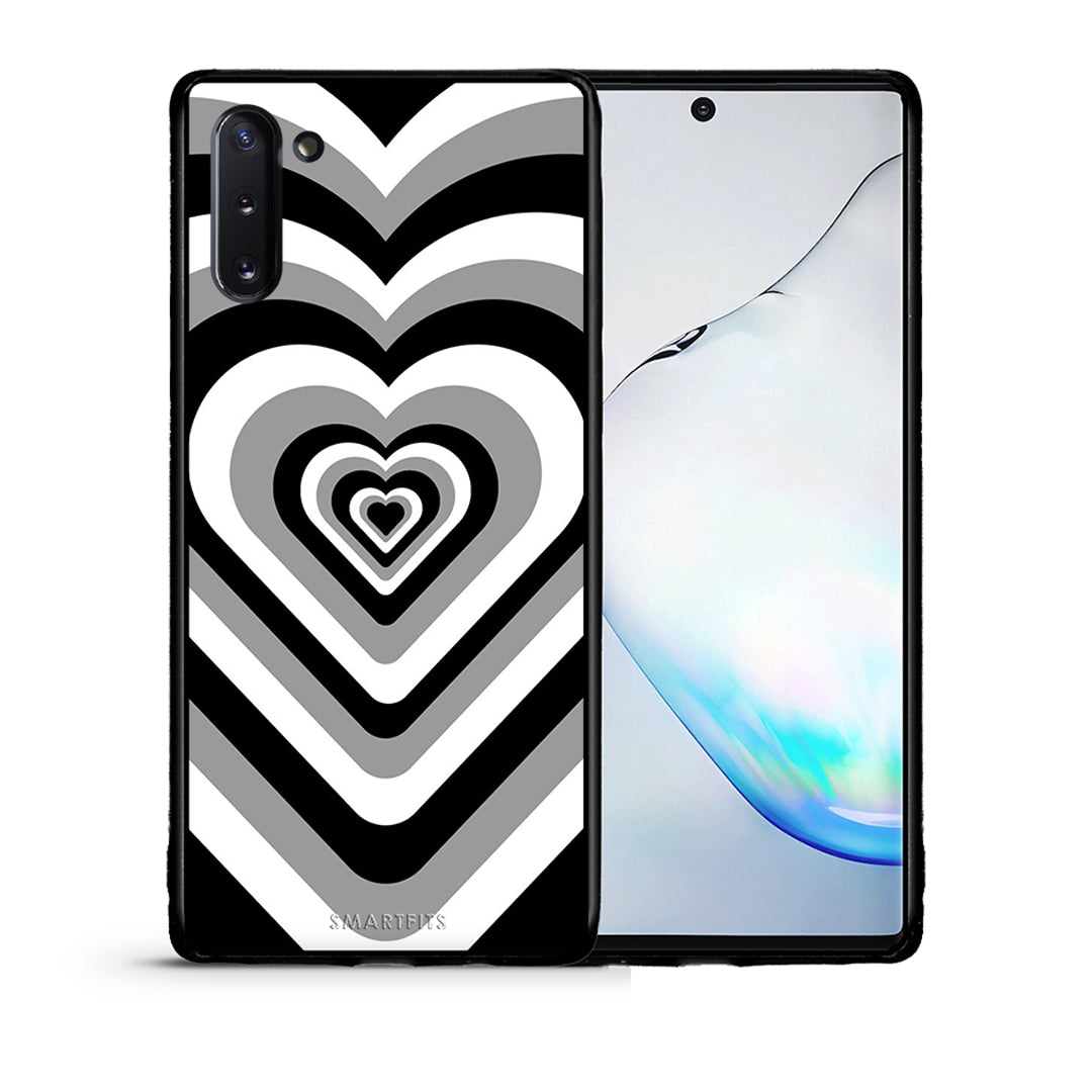 Θήκη Samsung Note 10 Black Hearts από τη Smartfits με σχέδιο στο πίσω μέρος και μαύρο περίβλημα | Samsung Note 10 Black Hearts case with colorful back and black bezels