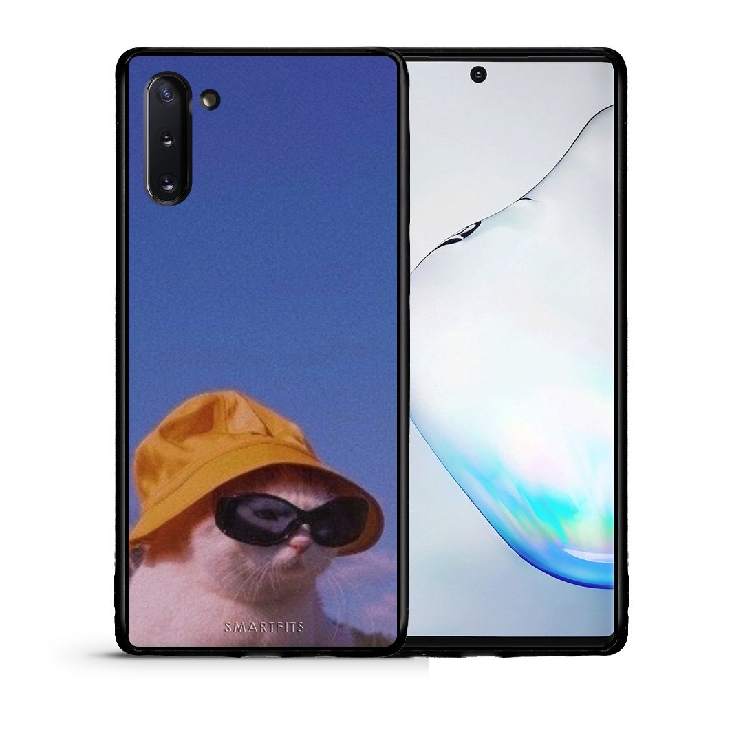 Θήκη Samsung Note 10 Cat Diva από τη Smartfits με σχέδιο στο πίσω μέρος και μαύρο περίβλημα | Samsung Note 10 Cat Diva case with colorful back and black bezels