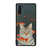 Thumbnail for Samsung Note 10 Cat Goldfish θήκη από τη Smartfits με σχέδιο στο πίσω μέρος και μαύρο περίβλημα | Smartphone case with colorful back and black bezels by Smartfits