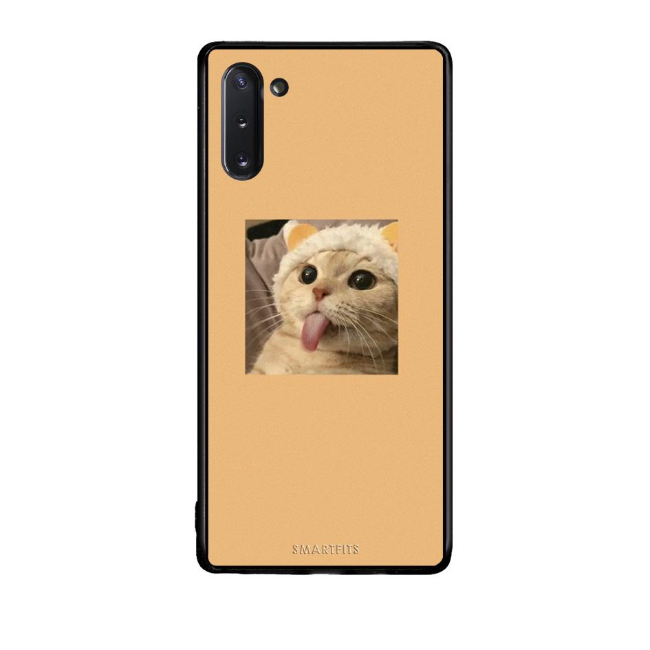 Samsung Note 10 Cat Tongue θήκη από τη Smartfits με σχέδιο στο πίσω μέρος και μαύρο περίβλημα | Smartphone case with colorful back and black bezels by Smartfits