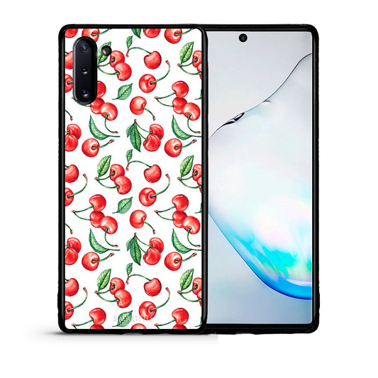 Θήκη Samsung Note 10 Cherry Summer από τη Smartfits με σχέδιο στο πίσω μέρος και μαύρο περίβλημα | Samsung Note 10 Cherry Summer case with colorful back and black bezels