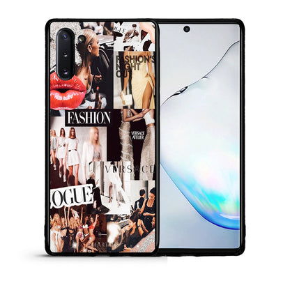 Θήκη Αγίου Βαλεντίνου Samsung Note 10 Collage Fashion από τη Smartfits με σχέδιο στο πίσω μέρος και μαύρο περίβλημα | Samsung Note 10 Collage Fashion case with colorful back and black bezels