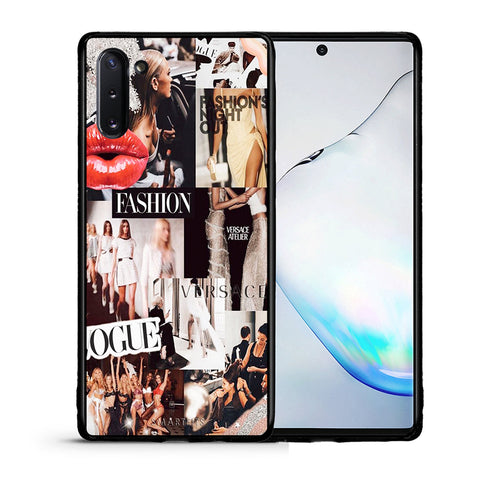 Θήκη Αγίου Βαλεντίνου Samsung Note 10 Collage Fashion από τη Smartfits με σχέδιο στο πίσω μέρος και μαύρο περίβλημα | Samsung Note 10 Collage Fashion case with colorful back and black bezels