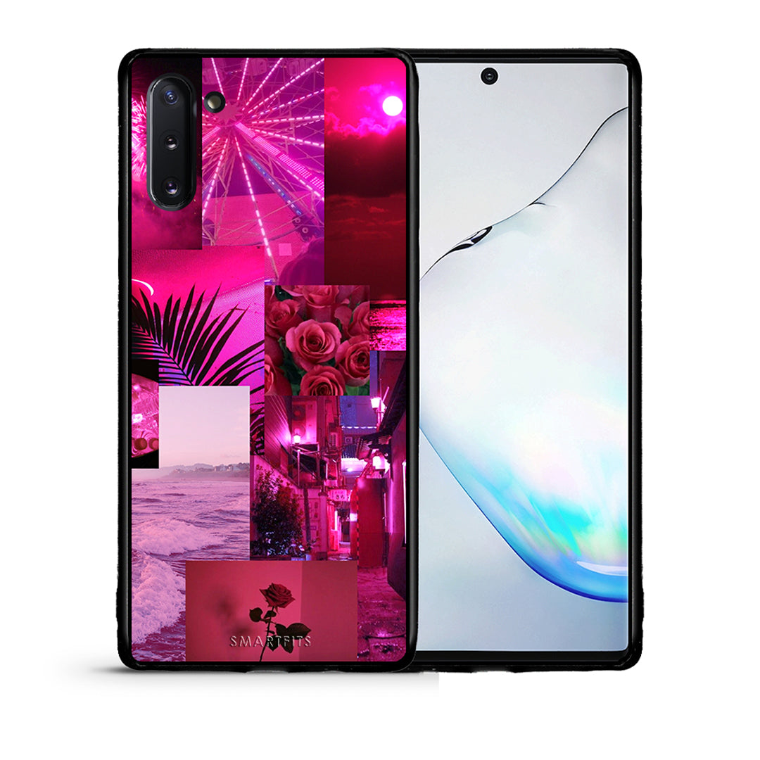 Θήκη Αγίου Βαλεντίνου Samsung Note 10 Collage Red Roses από τη Smartfits με σχέδιο στο πίσω μέρος και μαύρο περίβλημα | Samsung Note 10 Collage Red Roses case with colorful back and black bezels