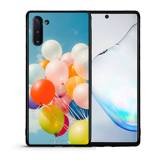 Θήκη Samsung Note 10 Colorful Balloons από τη Smartfits με σχέδιο στο πίσω μέρος και μαύρο περίβλημα | Samsung Note 10 Colorful Balloons case with colorful back and black bezels