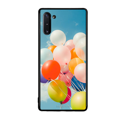 Samsung Note 10 Colorful Balloons θήκη από τη Smartfits με σχέδιο στο πίσω μέρος και μαύρο περίβλημα | Smartphone case with colorful back and black bezels by Smartfits