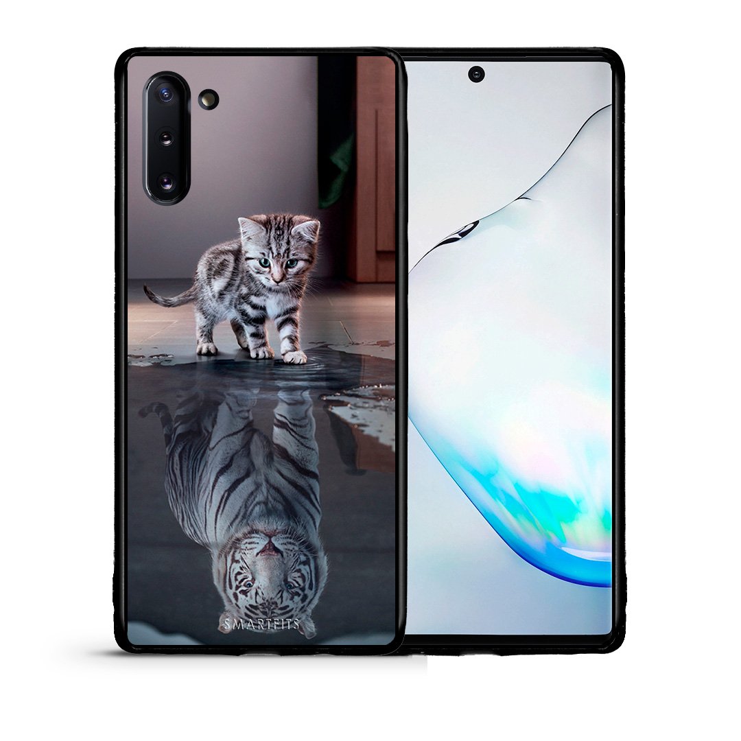 Θήκη Samsung Note 10 Tiger Cute από τη Smartfits με σχέδιο στο πίσω μέρος και μαύρο περίβλημα | Samsung Note 10 Tiger Cute case with colorful back and black bezels