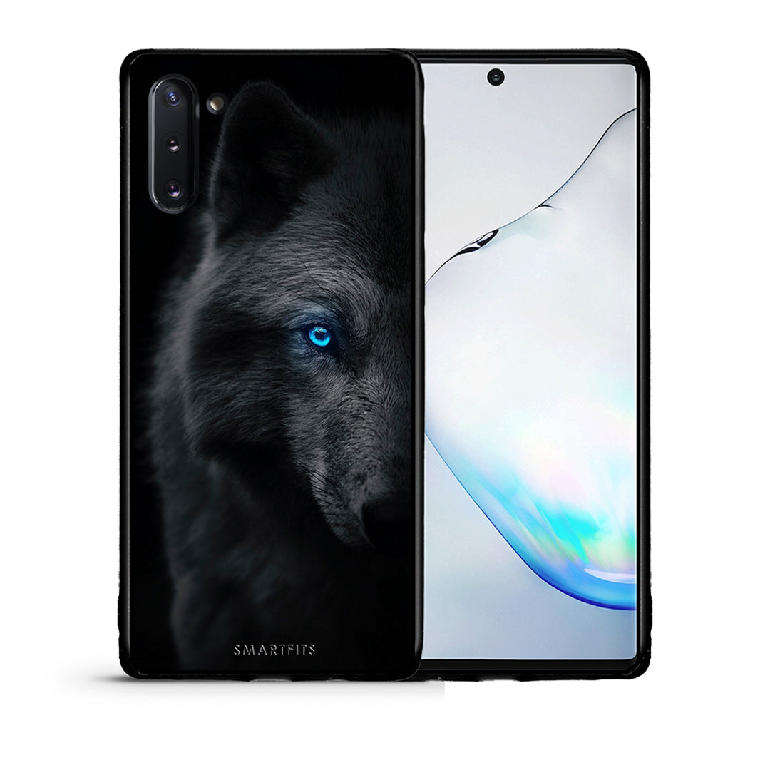 Θήκη Samsung Note 10 Dark Wolf από τη Smartfits με σχέδιο στο πίσω μέρος και μαύρο περίβλημα | Samsung Note 10 Dark Wolf case with colorful back and black bezels