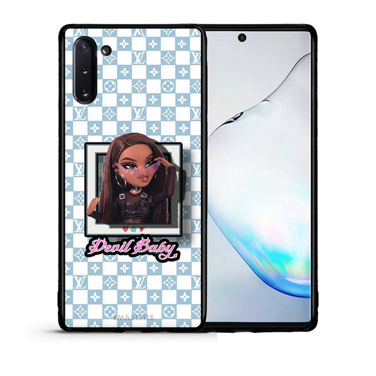Θήκη Αγίου Βαλεντίνου Samsung Note 10 Devil Baby από τη Smartfits με σχέδιο στο πίσω μέρος και μαύρο περίβλημα | Samsung Note 10 Devil Baby case with colorful back and black bezels