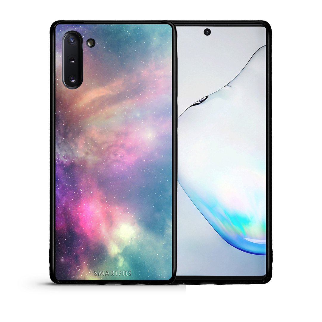 Θήκη Samsung Note 10 Rainbow Galaxy από τη Smartfits με σχέδιο στο πίσω μέρος και μαύρο περίβλημα | Samsung Note 10 Rainbow Galaxy case with colorful back and black bezels