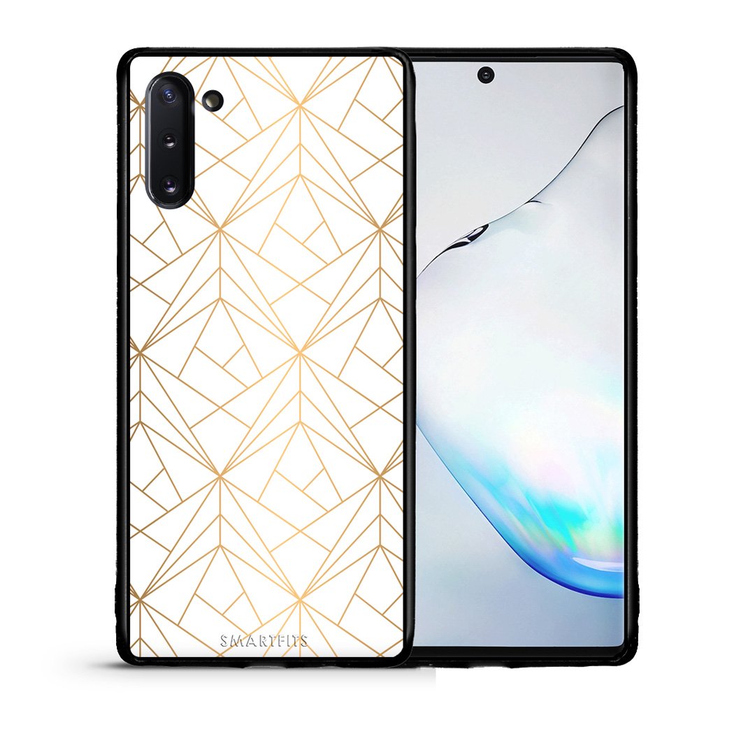 Θήκη Samsung Note 10 Luxury White Geometric από τη Smartfits με σχέδιο στο πίσω μέρος και μαύρο περίβλημα | Samsung Note 10 Luxury White Geometric case with colorful back and black bezels