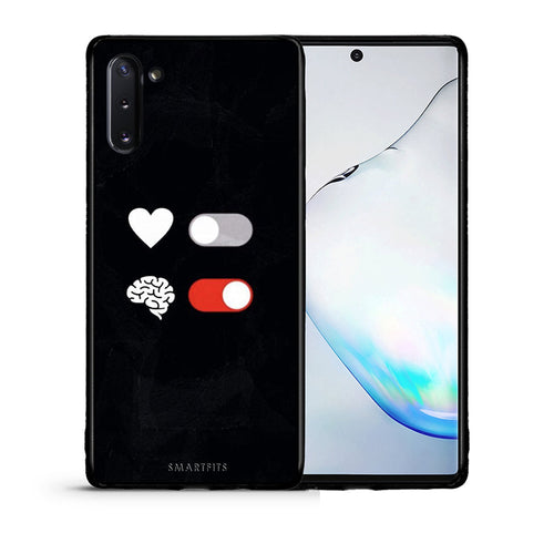 Θήκη Αγίου Βαλεντίνου Samsung Note 10 Heart Vs Brain από τη Smartfits με σχέδιο στο πίσω μέρος και μαύρο περίβλημα | Samsung Note 10 Heart Vs Brain case with colorful back and black bezels