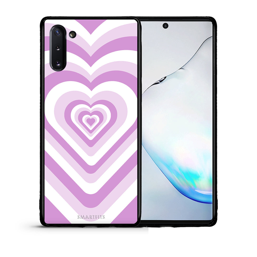 Θήκη Samsung Note 10 Lilac Hearts από τη Smartfits με σχέδιο στο πίσω μέρος και μαύρο περίβλημα | Samsung Note 10 Lilac Hearts case with colorful back and black bezels