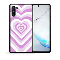 Thumbnail for Θήκη Samsung Note 10 Lilac Hearts από τη Smartfits με σχέδιο στο πίσω μέρος και μαύρο περίβλημα | Samsung Note 10 Lilac Hearts case with colorful back and black bezels