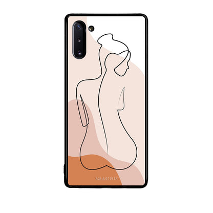 Samsung Note 10 LineArt Woman θήκη από τη Smartfits με σχέδιο στο πίσω μέρος και μαύρο περίβλημα | Smartphone case with colorful back and black bezels by Smartfits