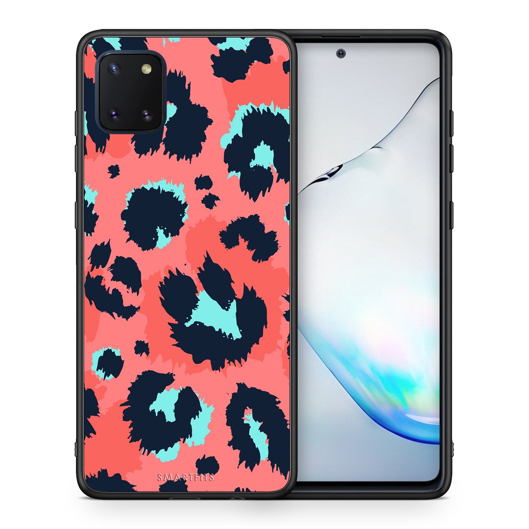 Θήκη Samsung Note 10 Lite Pink Leopard Animal από τη Smartfits με σχέδιο στο πίσω μέρος και μαύρο περίβλημα | Samsung Note 10 Lite Pink Leopard Animal case with colorful back and black bezels