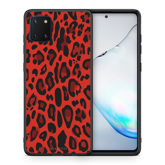 Θήκη Samsung Note 10 Lite Red Leopard Animal από τη Smartfits με σχέδιο στο πίσω μέρος και μαύρο περίβλημα | Samsung Note 10 Lite Red Leopard Animal case with colorful back and black bezels