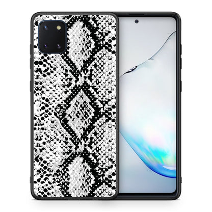 Θήκη Samsung Note 10 Lite White Snake Animal από τη Smartfits με σχέδιο στο πίσω μέρος και μαύρο περίβλημα | Samsung Note 10 Lite White Snake Animal case with colorful back and black bezels
