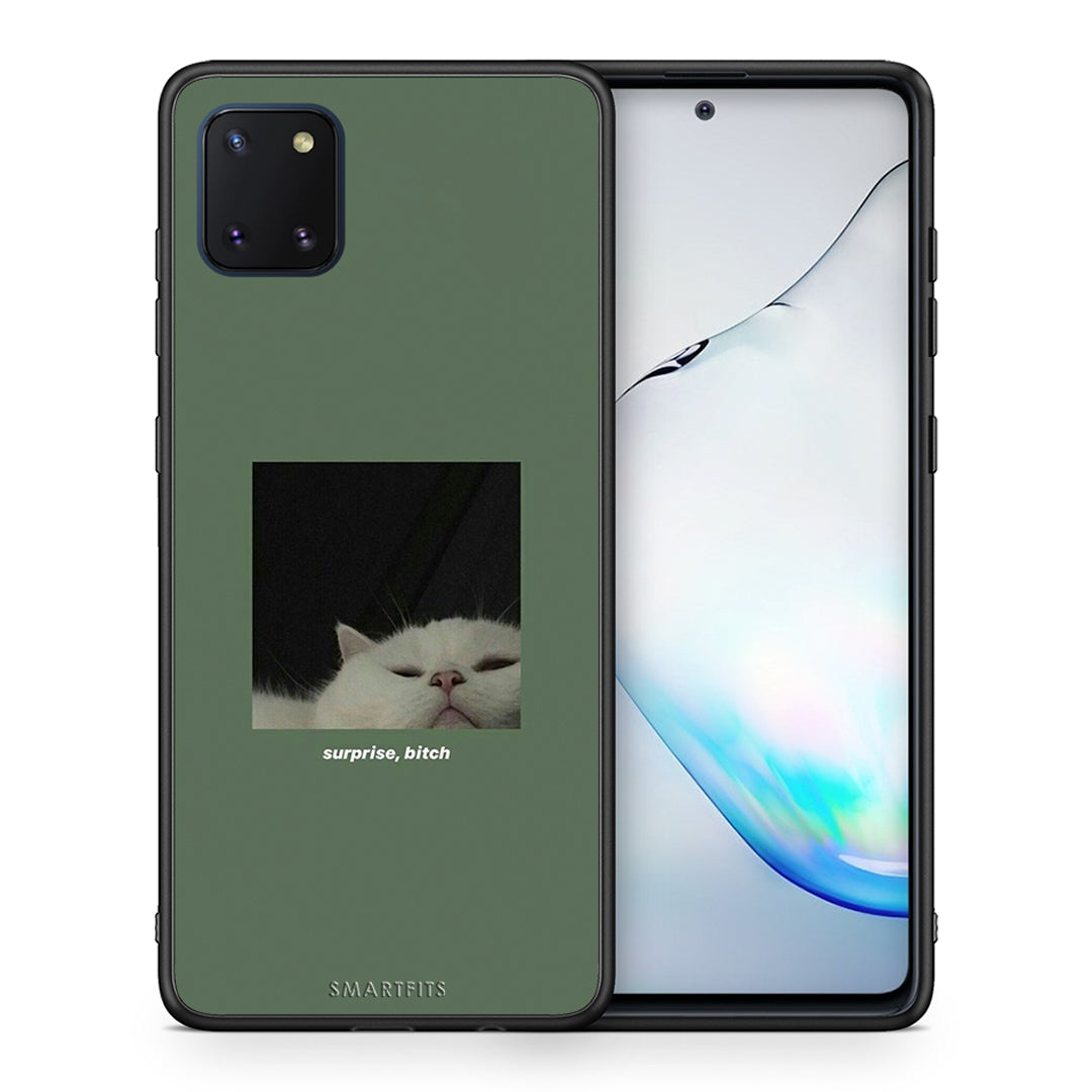 Θήκη Samsung Note 10 Lite Bitch Surprise από τη Smartfits με σχέδιο στο πίσω μέρος και μαύρο περίβλημα | Samsung Note 10 Lite Bitch Surprise case with colorful back and black bezels