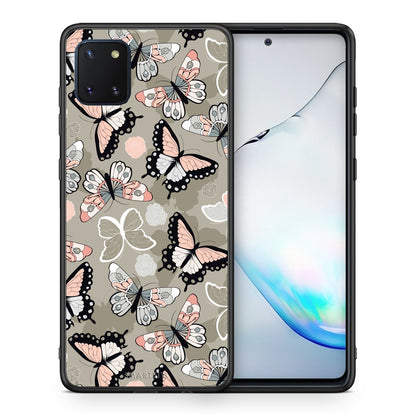 Θήκη Samsung Note 10 Lite Butterflies Boho από τη Smartfits με σχέδιο στο πίσω μέρος και μαύρο περίβλημα | Samsung Note 10 Lite Butterflies Boho case with colorful back and black bezels