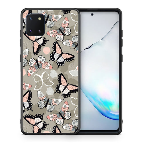 Θήκη Samsung Note 10 Lite Butterflies Boho από τη Smartfits με σχέδιο στο πίσω μέρος και μαύρο περίβλημα | Samsung Note 10 Lite Butterflies Boho case with colorful back and black bezels