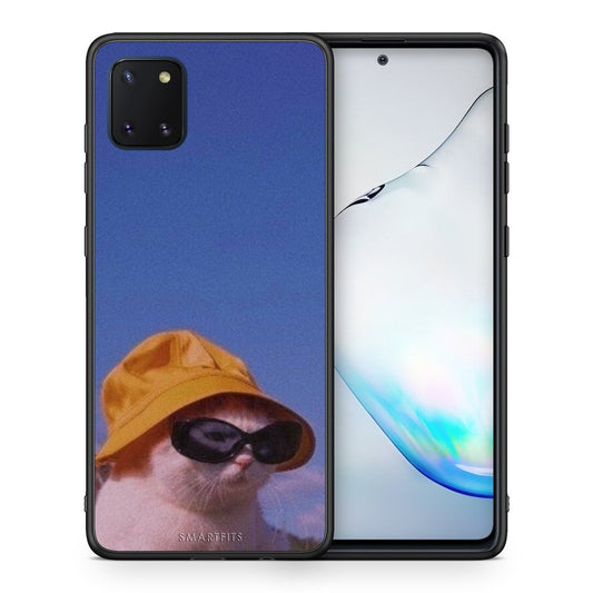 Θήκη Samsung Note 10 Lite Cat Diva από τη Smartfits με σχέδιο στο πίσω μέρος και μαύρο περίβλημα | Samsung Note 10 Lite Cat Diva case with colorful back and black bezels