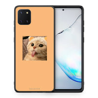 Thumbnail for Θήκη Samsung Note 10 Lite Cat Tongue από τη Smartfits με σχέδιο στο πίσω μέρος και μαύρο περίβλημα | Samsung Note 10 Lite Cat Tongue case with colorful back and black bezels