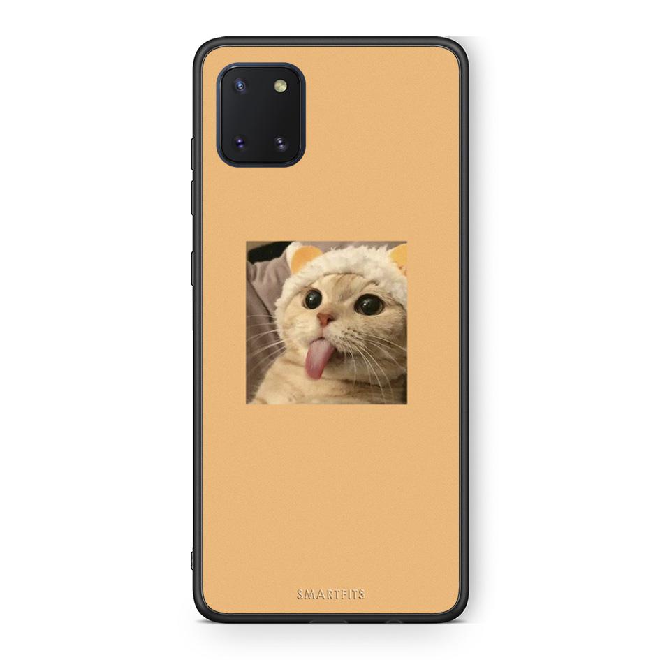 Samsung Note 10 Lite Cat Tongue θήκη από τη Smartfits με σχέδιο στο πίσω μέρος και μαύρο περίβλημα | Smartphone case with colorful back and black bezels by Smartfits