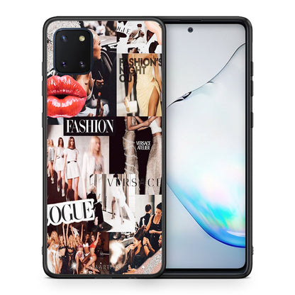 Θήκη Αγίου Βαλεντίνου Samsung Note 10 Lite Collage Fashion από τη Smartfits με σχέδιο στο πίσω μέρος και μαύρο περίβλημα | Samsung Note 10 Lite Collage Fashion case with colorful back and black bezels
