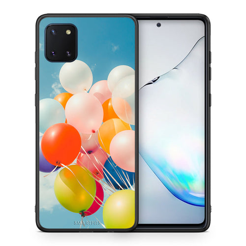 Θήκη Samsung Note 10 Lite Colorful Balloons από τη Smartfits με σχέδιο στο πίσω μέρος και μαύρο περίβλημα | Samsung Note 10 Lite Colorful Balloons case with colorful back and black bezels