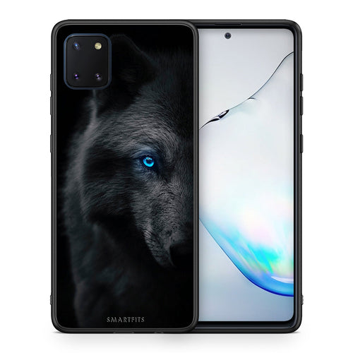 Θήκη Samsung Note 10 Lite Dark Wolf από τη Smartfits με σχέδιο στο πίσω μέρος και μαύρο περίβλημα | Samsung Note 10 Lite Dark Wolf case with colorful back and black bezels