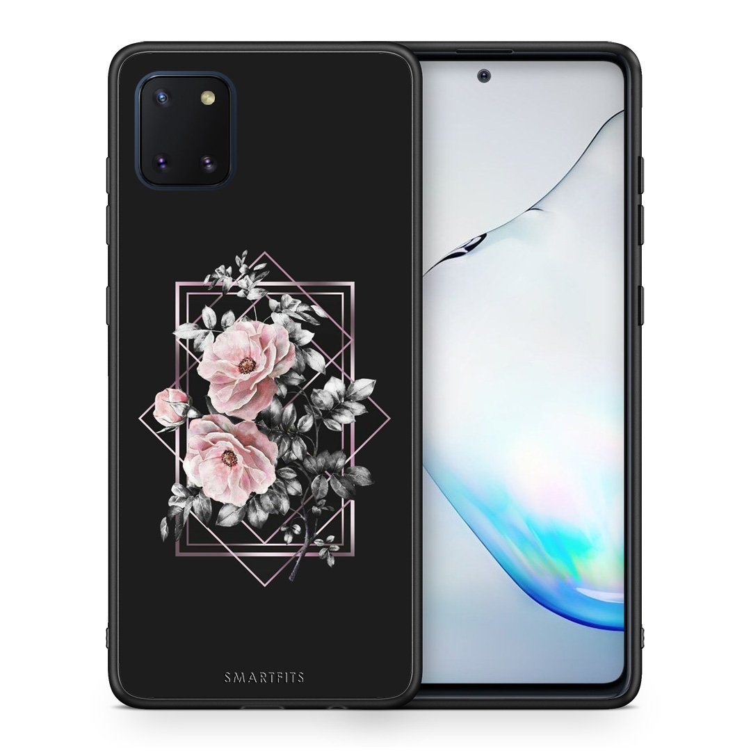 Θήκη Samsung Note 10 Lite Frame Flower από τη Smartfits με σχέδιο στο πίσω μέρος και μαύρο περίβλημα | Samsung Note 10 Lite Frame Flower case with colorful back and black bezels
