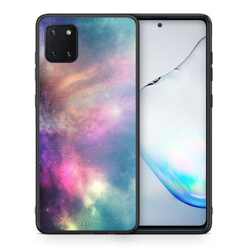 Θήκη Samsung Note 10 Lite Rainbow Galaxy από τη Smartfits με σχέδιο στο πίσω μέρος και μαύρο περίβλημα | Samsung Note 10 Lite Rainbow Galaxy case with colorful back and black bezels