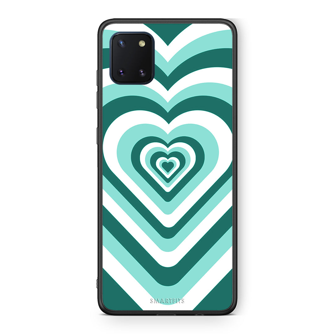 Samsung Note 10 Lite Green Hearts θήκη από τη Smartfits με σχέδιο στο πίσω μέρος και μαύρο περίβλημα | Smartphone case with colorful back and black bezels by Smartfits