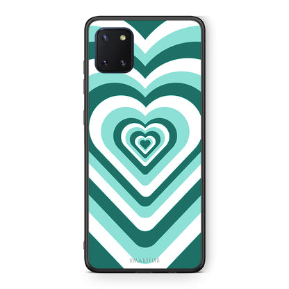 Samsung Note 10 Lite Green Hearts θήκη από τη Smartfits με σχέδιο στο πίσω μέρος και μαύρο περίβλημα | Smartphone case with colorful back and black bezels by Smartfits