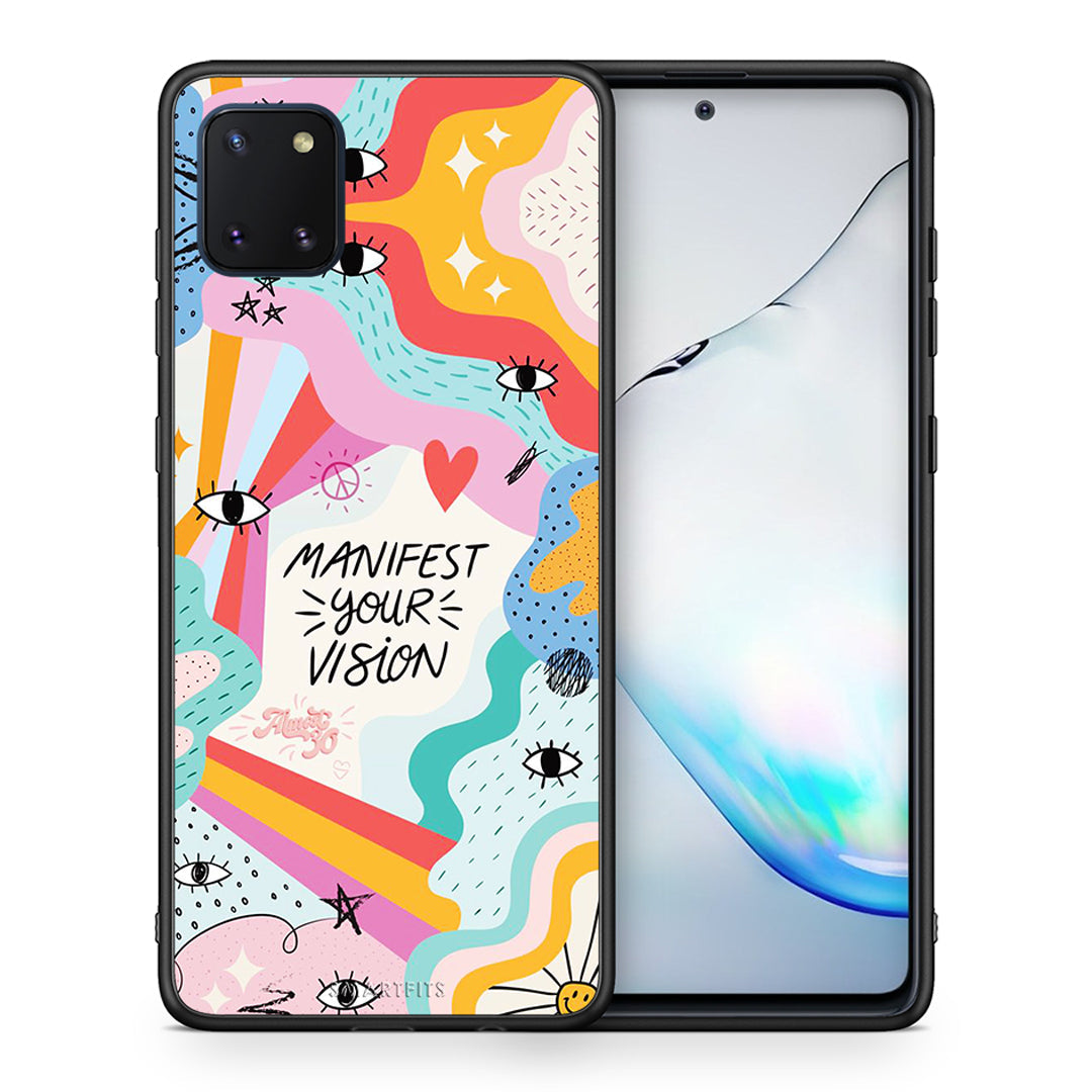 Θήκη Samsung Note 10 Lite Manifest Your Vision από τη Smartfits με σχέδιο στο πίσω μέρος και μαύρο περίβλημα | Samsung Note 10 Lite Manifest Your Vision case with colorful back and black bezels