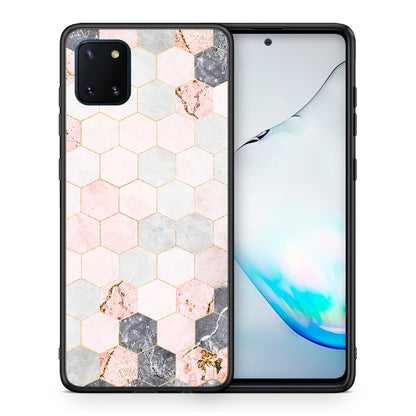 Θήκη Samsung Note 10 Lite Hexagon Pink Marble από τη Smartfits με σχέδιο στο πίσω μέρος και μαύρο περίβλημα | Samsung Note 10 Lite Hexagon Pink Marble case with colorful back and black bezels