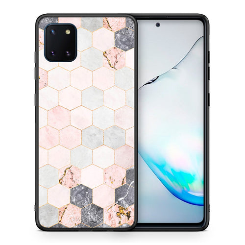 Θήκη Samsung Note 10 Lite Hexagon Pink Marble από τη Smartfits με σχέδιο στο πίσω μέρος και μαύρο περίβλημα | Samsung Note 10 Lite Hexagon Pink Marble case with colorful back and black bezels