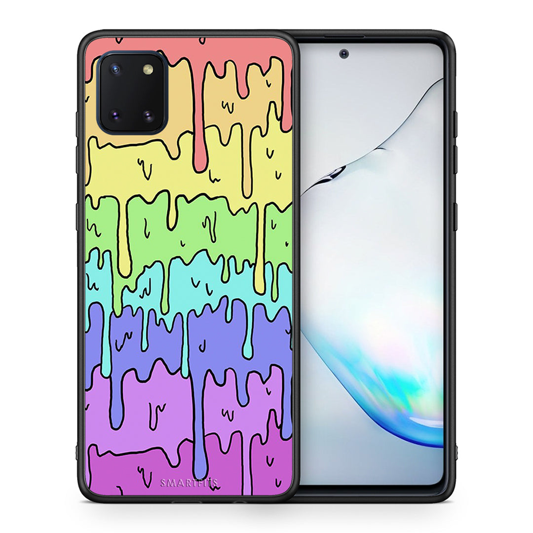 Θήκη Samsung Note 10 Lite Melting Rainbow από τη Smartfits με σχέδιο στο πίσω μέρος και μαύρο περίβλημα | Samsung Note 10 Lite Melting Rainbow case with colorful back and black bezels