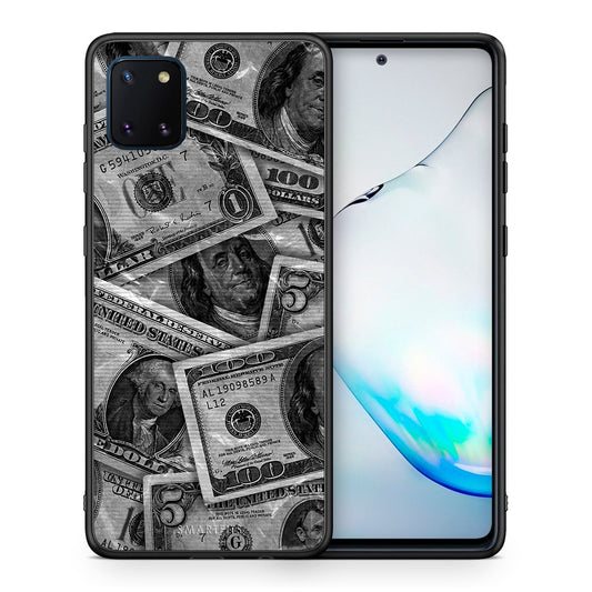 Θήκη Samsung Note 10 Lite Money Dollars από τη Smartfits με σχέδιο στο πίσω μέρος και μαύρο περίβλημα | Samsung Note 10 Lite Money Dollars case with colorful back and black bezels