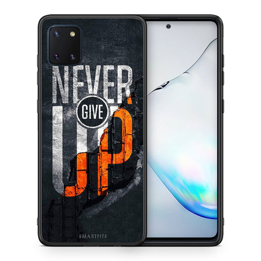 Θήκη Αγίου Βαλεντίνου Samsung Note 10 Lite Never Give Up από τη Smartfits με σχέδιο στο πίσω μέρος και μαύρο περίβλημα | Samsung Note 10 Lite Never Give Up case with colorful back and black bezels