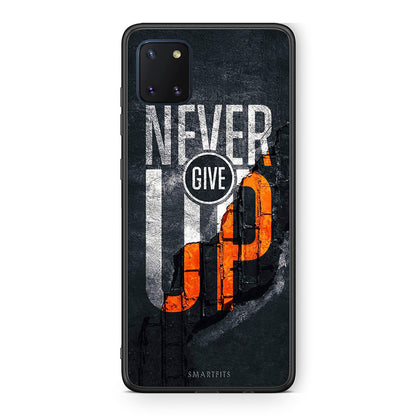 Samsung Note 10 Lite Never Give Up Θήκη Αγίου Βαλεντίνου από τη Smartfits με σχέδιο στο πίσω μέρος και μαύρο περίβλημα | Smartphone case with colorful back and black bezels by Smartfits