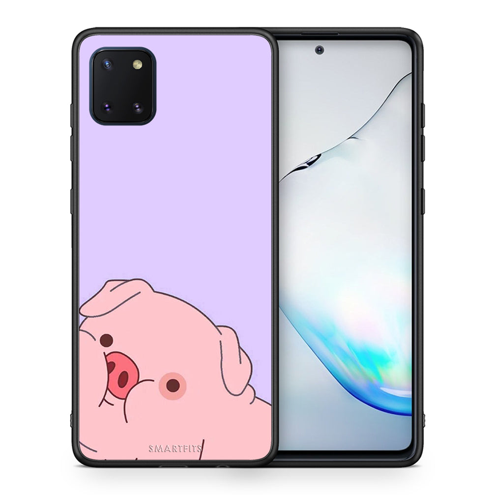 Θήκη Αγίου Βαλεντίνου Samsung Note 10 Lite Pig Love 2 από τη Smartfits με σχέδιο στο πίσω μέρος και μαύρο περίβλημα | Samsung Note 10 Lite Pig Love 2 case with colorful back and black bezels